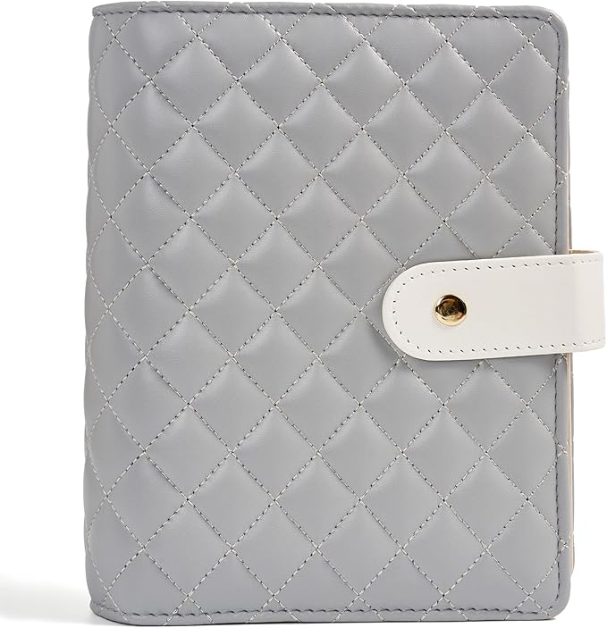 PU Leather Travel Jewelry Binder Organizer - Jewelry Boxes Case Ring Binder Storage Book with Zipper Velvet Pouches Bags for Women Gifts - Grey