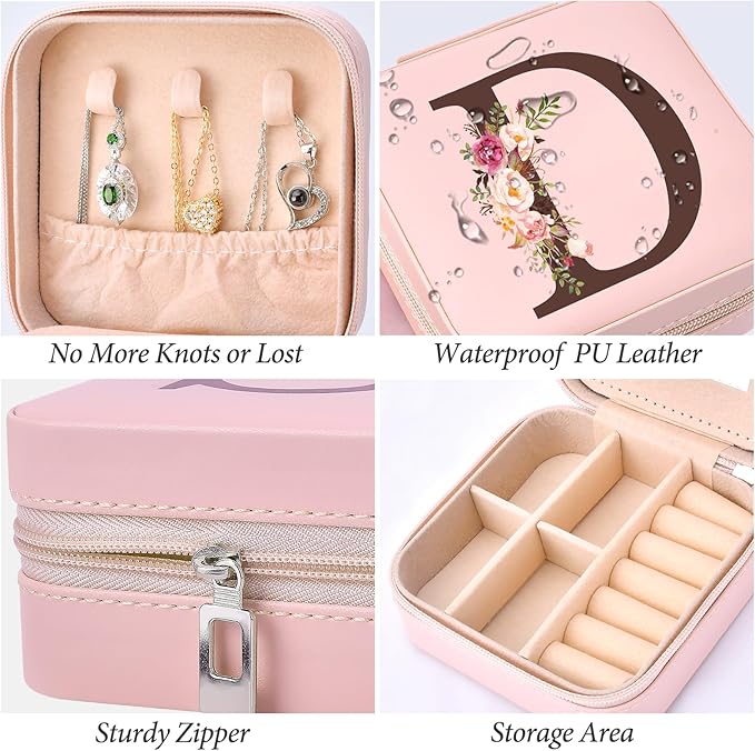Inngeroo Christmas Gift for Women, Christmas Travel Jewelry Case Box Organizer Personalized Gifts for Mom Wife Women, Gift for Friend Sister Grandma Aunt