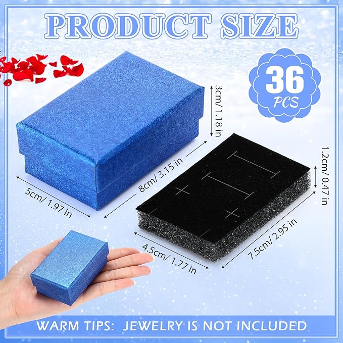 Batiyeer 36 Pcs Cardboard Jewelry Gift Boxes Jewelry Boxes Packaging Small Earring Gift Box with Lids for Necklace Ring Bracelet Party