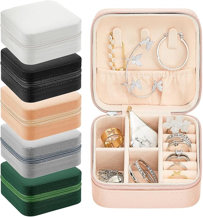 Taiyin Travel Jewelry Case, Bridesmaid Gifts Mini Jewelry Organizer, PU Leather Portable Earring Box for Women Girls