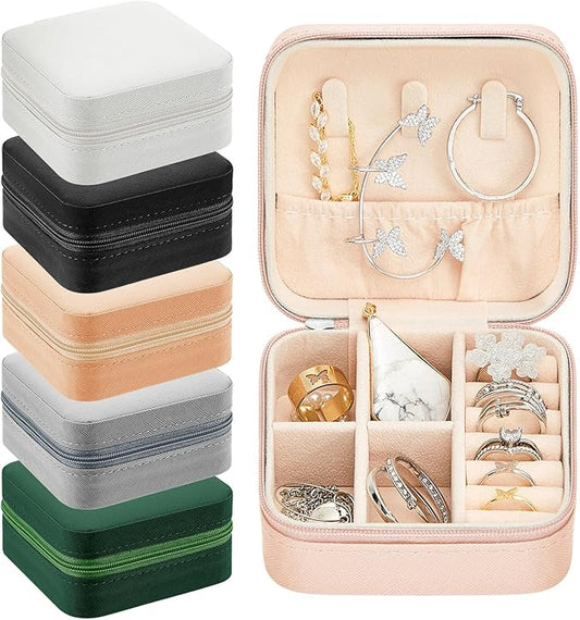 Taiyin Travel Jewelry Case, Bridesmaid Gifts Mini Jewelry Organizer, PU Leather Portable Earring Box for Women Girls