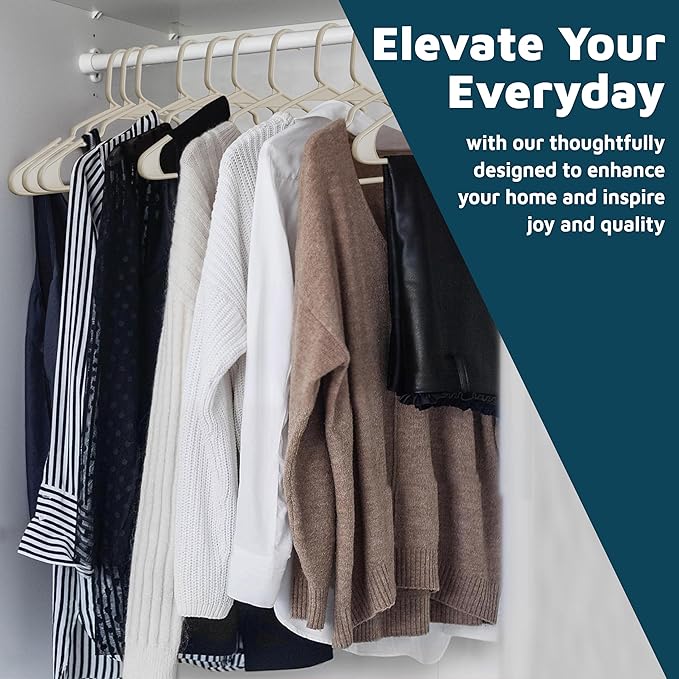 Lifemaster Plastic Clothes Hangers – Heavy Duty Hanger Set, for Organizing Clothes, Dresses, and Coat, Holds Up to 5 lbs, Space-Saving Hangers with Non-Slip Shoulder Grooves, Pack of 120, Ivory