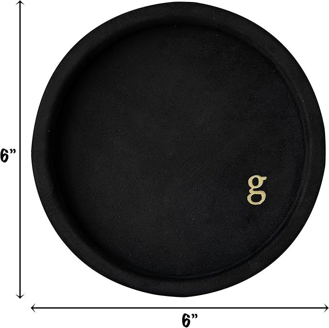 COLLECTIVE HOME - Velvet Jewelry Tray, 6" Monogrammed Jewelry Dish, Smooth Velour Display Dish for Rings, Earrings, Necklaces, Makeup, Personalized Gifts for Women (Black-g)