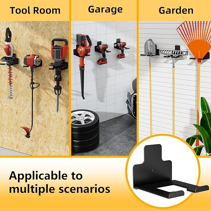 Garage Organization Wall Mounted Storage Rack, Heavy Duty Tool Hanger for Grass Trimmer, Hedge Trimmer, Weed Wacker and Garden Power Tools, 1 Pack