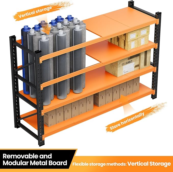 Storage Shelves Heavy Duty, 7000LBS Metal Garage Shelving 24” Deep Storage Rack Shelf, Steel Tall Industrial Shelving, 4 Tier Adjustable Standing Shelf for Warehouse/Shop 79" W x 24" D x 79" H