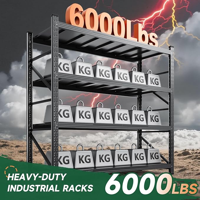 Letaya 6000LBS Storage Shelves Heavy Duty,79" W Garage Shelving Units, 4 Tier Adjustable Utility Rack Shelf,Large Metal Industrial Shelves,for Shop,Warehouse,Basement,Black (79" W x 24" D x 79" H)