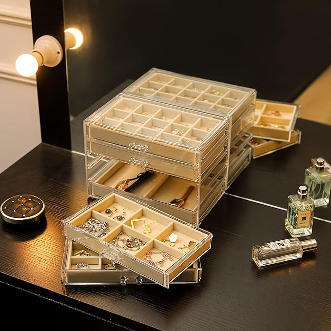 Cq acrylic Jewelry Organizer With 5 Drawers
