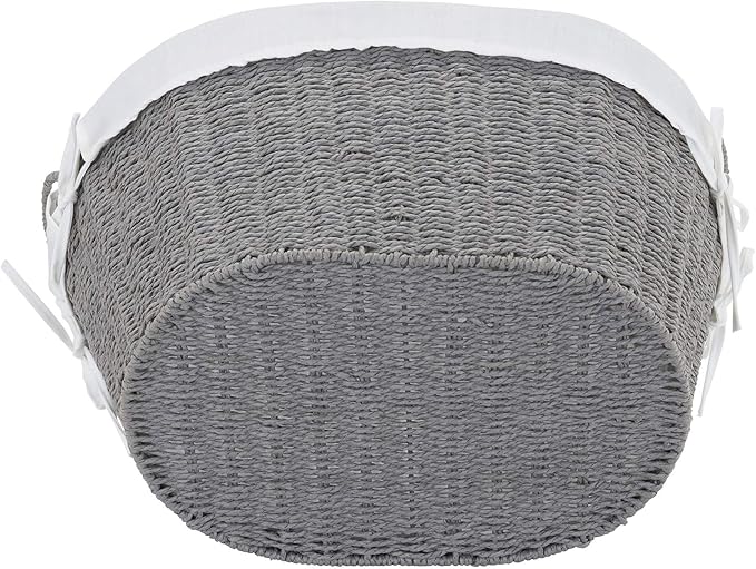 Household Essentials ML-7267 Decorative Wicker Laundry Basket with Handles and Removable Liner | Grey