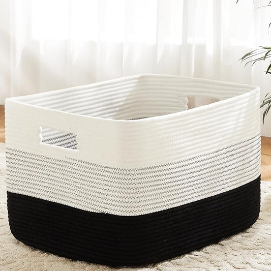 Artfeel Blanket Basket,Rectangle Woven Baskets for Storage,100L Laundry Basket for Decorative Nursery Blanket,Toys,Dirty Clothes and Magazine in Shelves,Baby Room,and Living Room