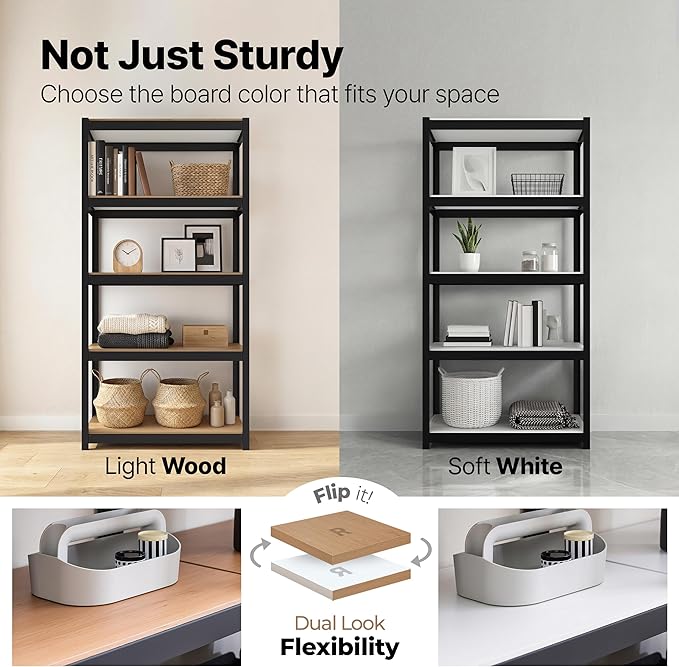 HOMEDANT House 48.1" 5-Tier Metal Rolling Cart Shelf Rack Casters Heavy Duty Laminated Wheel Shelving Unit Adjustable Utility Storage Shelves Shelf Kitchen Garage Black 2Pack