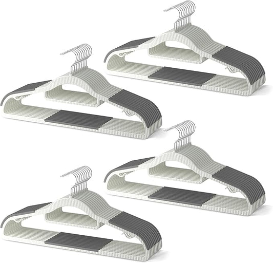 40 Pack Heavy Duty Plastic Hangers, Non Slip Clothes Hangers with Rubber Pads and 360° Hook - Thin Space Saving Hanger, Closet Organizer for Shirt, Pants, Suit, Skirt,Coat - Gray