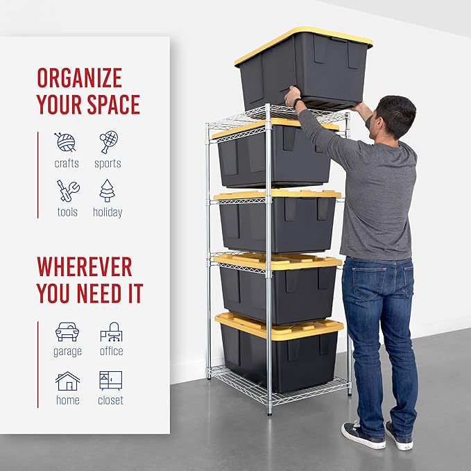 SafeRacks Tote Rack WS-BR27-5-Tier Steel, NSF Certified, Garage Bin Storage - 31 x 23 x 68 in, 1 Pack