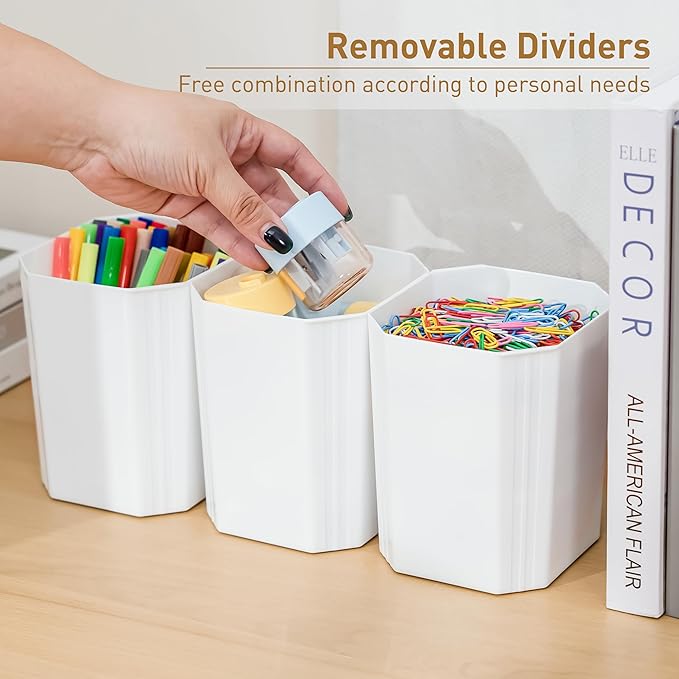Citylife 17 QT Plastic Storage Box with Removable and 6 Detachable Inserts, Clear White