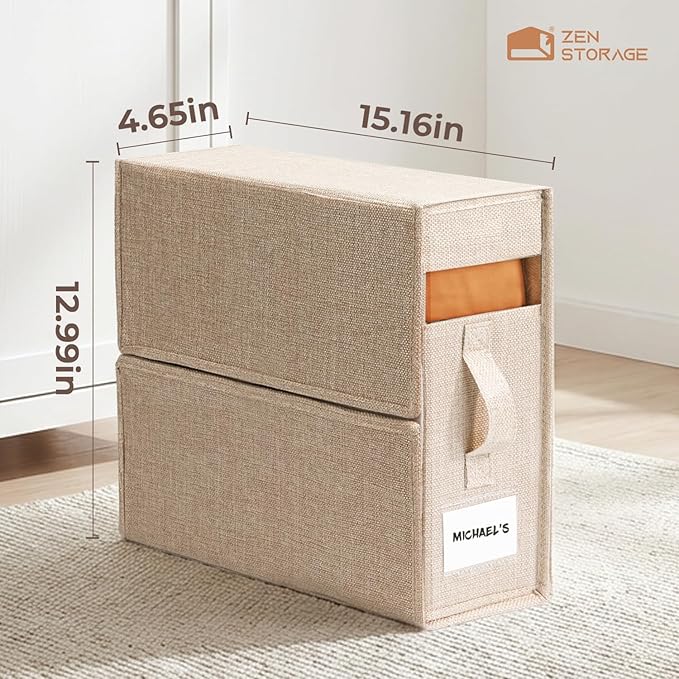 8Pack Sheet Organizers for Linen Closet - King/Queen Size Bedding Storage Boxes with Clear Window | Foldable, Dustproof Linen Organizer for Blankets & Sheet Sets,Beige