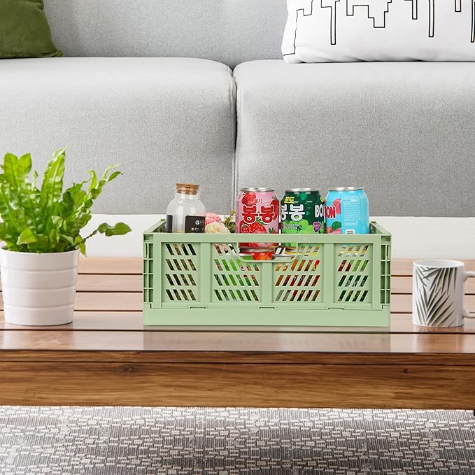 Plastic Drawer Organizer 4-Pack Collapsible Storage Boxes Crate Stackable Folding Basket Closet Containers Toy Organiser for Home Office Bedroom Kitchen Pull Out Under Bed- Colorful