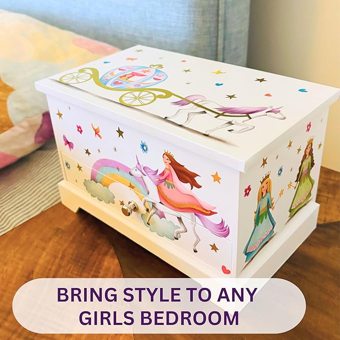 ABI + OLIE Kids Musical Jewelry Box for Girls 8-12 - Music Box for Girls - Princess Castle Unicorn Theme
