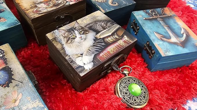 RK Collections Trinket Box Small Jewelry Keepsake Box | Trinket Box lovers Gift Idea, Animals Ornaments for Girls, Women, Gift Idea, Home Décor (Cat)