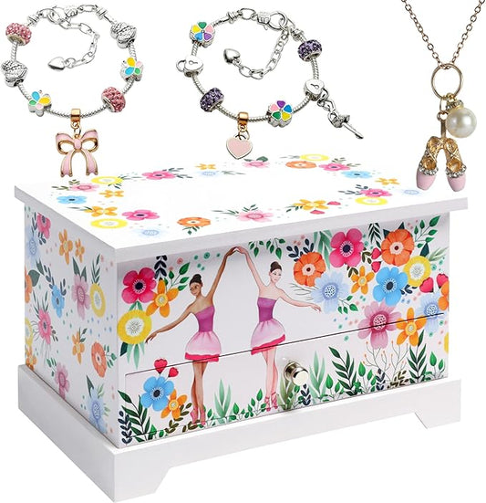 ABI + OLIE Ballerina Jewelry Box for Girls, Musical Jewelry Box, Kids Music Boxes - Perfect Dance Recital & Birthday Gifts for Girls 4-6 and 6-12