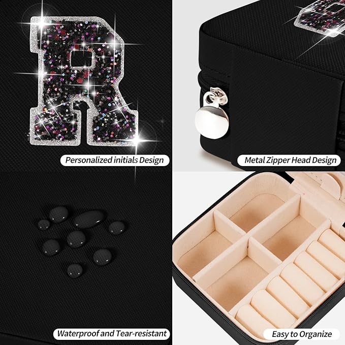 Uygafly Personalized Anniversary Wife's Birthday Gifts,Mothers Day Gifts for Women Wife,Wife Gifts from Husband,Cool Birthday Gifts for Wife,Jewelry Case Cute Jewelry Box for Women | Black,R