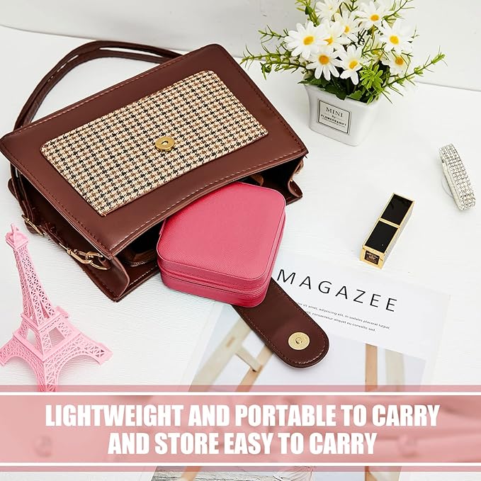 Taiyin Travel Jewelry Case, Bridesmaid Gifts Mini Jewelry Organizer, PU Leather Portable Earring Box for Women Girls