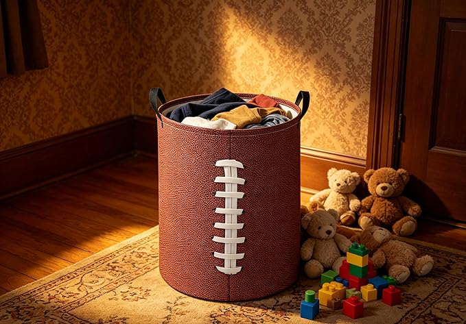 Baby Laundry Hamper kids laundry Basket Waterproof Laundry Bag for Bedroom Toy Clothes Organizer Room Décor(Football)