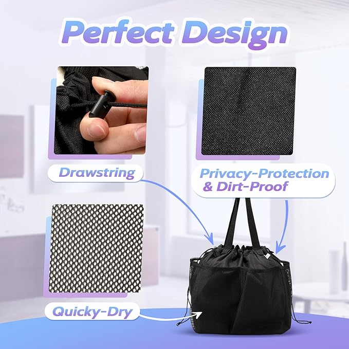 famichan Mesh Shower Caddy Portable, Dorm Room Essentials for College Students, Large Capacity with 8 Pockets Shower Bag for Camping,Swimming,Gym,Travel