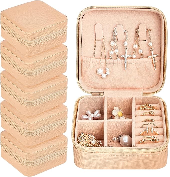 Taiyin Travel Jewelry Case, Bridesmaid Gifts Mini Jewelry Organizer, PU Leather Portable Earring Box for Women Girls
