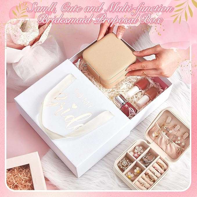 Taiyin Travel Jewelry Case, Bridesmaid Gifts Mini Jewelry Organizer, PU Leather Portable Earring Box for Women Girls