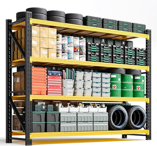 Letaya 6000LBS Heavy Duty Storage Shelves,79" W Metal Garage Shelving Units,4 Tier Large Tall Industrial Shelving,Adjustable Utility Rack Shelf for Warehouse,Basement (Yellow, 79" W x 24" D x 79" H)