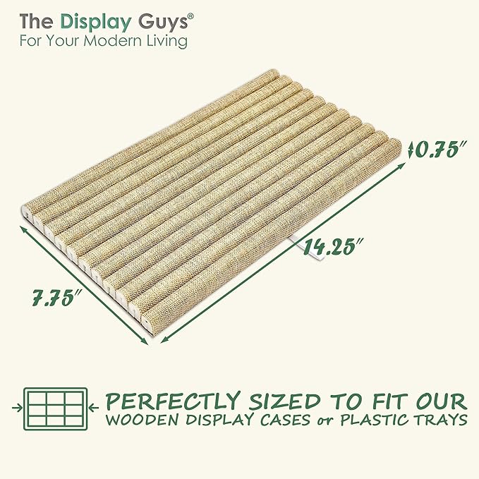 TheDisplayGuys For Your Modern Living 2-Pack 10-Slot Rolls Burlap Foam Padding Jewelry Inserts - Tray/Case Liners - Ring Holder, Earrings Organizer (Beige) by The Display Guys