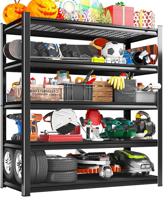 Garage Storage Shelves 5-Tier,Garage Storage System Shelves Adjustable,Storage Shelving for Basement,Pantry,Kitchen,Warehouse (1, 72" H x 59" W x 20" D)