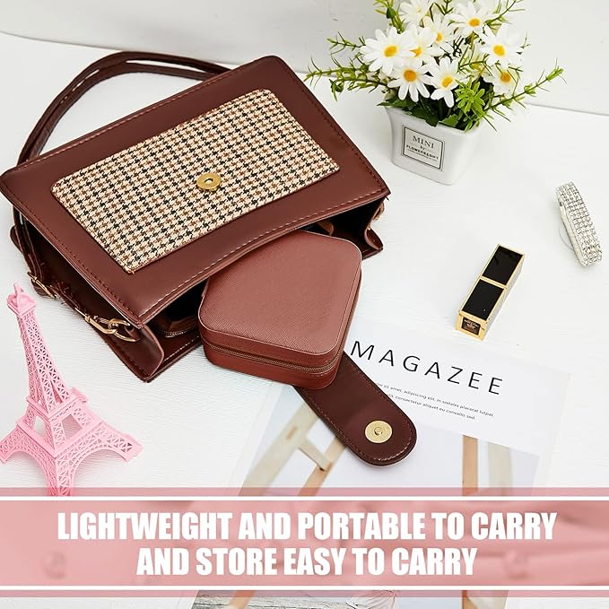 Taiyin Travel Jewelry Case, Bridesmaid Gifts Mini Jewelry Organizer, PU Leather Portable Earring Box for Women Girls