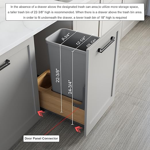 Dowell Single 50Qt Undermount Trash Pull-Out Waste Container with Full Extension Soft-Close Slides, Bottom Mounted, Face Frame/Frameless Min. Cabinet Opening: 12-1/2 Inch Wide-4008 0115 50