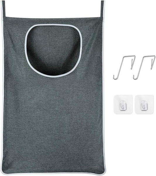 XL Hanging Laundry Hamper, Over the Door Laundry Hamper and Baskets, Wide Opening Hanging Laundry Bag,Hanging Hamper for Bathroom,Dorm,Laundry Room,Chirstmas Gifts（Grey).