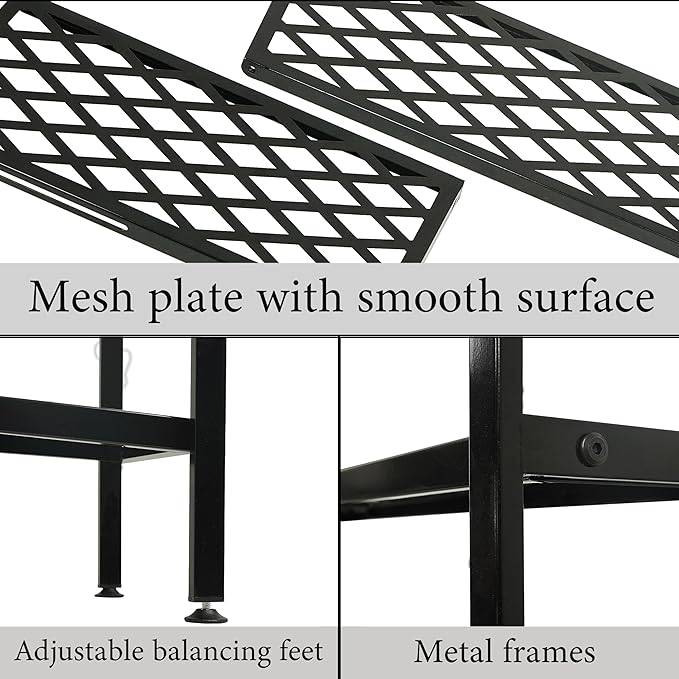 Shoe Rack, 45.6" Expandable Shoes Storage Metal Shoe Shelf Stand 2-Tier Stackable Boot Organizer for Closet, Entryway, Garage, Bedroom, Door Entrance, Black
