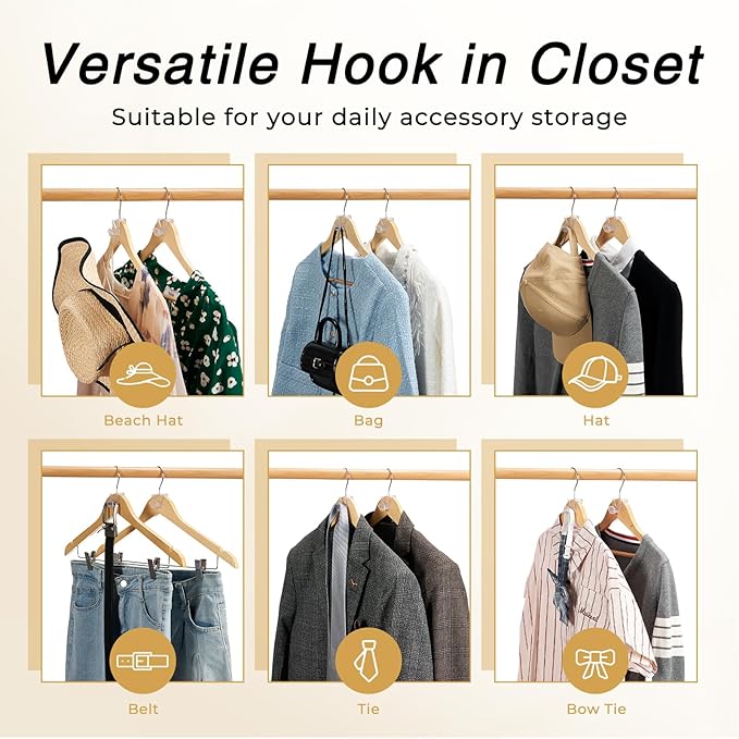 HOUSE DAY Closet Organizers and Storage, College Dorm Room Essentials - 60 Pack Clear Clothes Hanger Connector Hooks, Heavy Duty Hangers Organization, Premium Space Saving Hangers