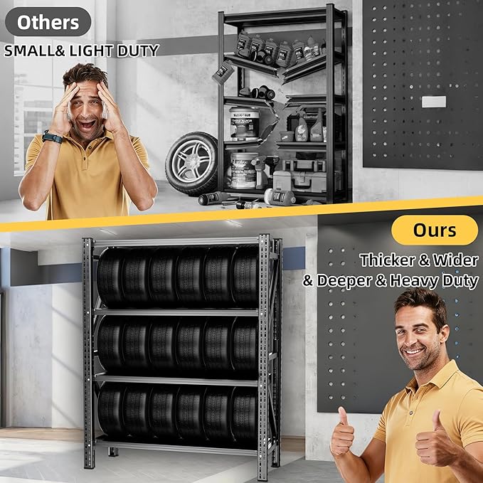 Heavy Duty Garage Shelving, 46" W x 20" D x 71" H, 3500 LBS Capacity, 4-Tier Adjustable Metal Storage Shelves, Reinforced Steel Storage Rack for Garage, Basement, Utility Room