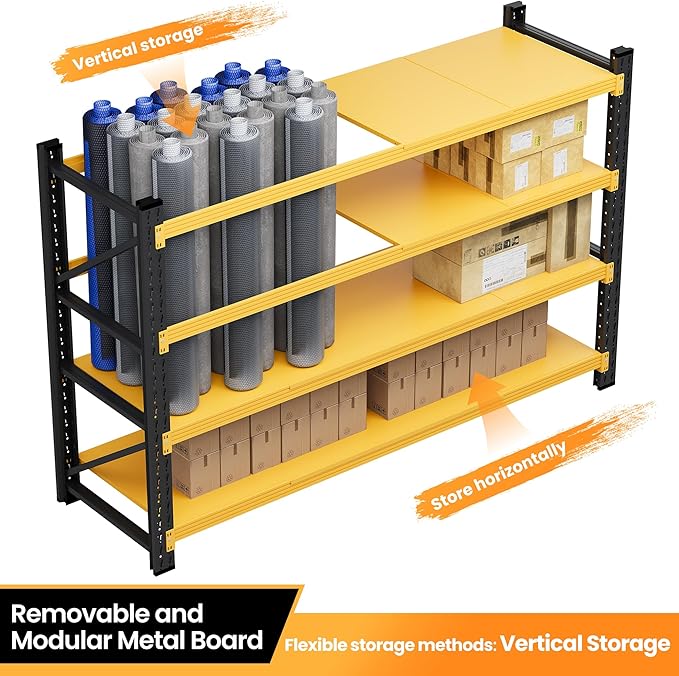 48" W Metal Garage Shelf Heavy Duty, 3000LBS Metal Shelving Units, 4 Tier Tall Steel Shelving, 24" Deep Steel Shelf Rack , Adjustable Utility Standing Shelf for Warehouse/Shop 48"W x 24"D x 70"H