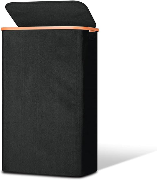 Vincona Slim Laundry Basket with Lid, Narrow Dirty Clothes Hampers for Laundry with Handle, Skinny Laundry Bin for Laundry Room, Dorm, Bedroom and Bathroom, 19.8 Gallon (75L) Black