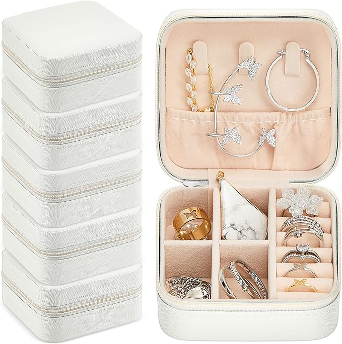 Taiyin Travel Jewelry Case, Bridesmaid Gifts Mini Jewelry Organizer, PU Leather Portable Earring Box for Women Girls