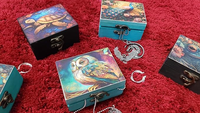 Owl Trinket Box Small Jewelry Keepsake Box | Earrings Necklace Storage Box for Girls Women | Owl lovers Gift Idea Valentine's Day, Birthday Christmas, Weddings, Animals Ornaments for Home Décor