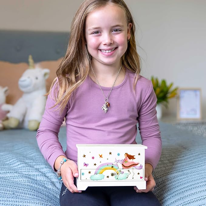 ABI + OLIE Kids Musical Jewelry Box for Girls 8-12 - Music Box for Girls - Princess Castle Unicorn Theme
