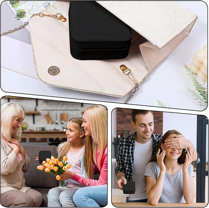 12pcs Mini Travel Jewelry Case,Black Bridesmaids Proposal Small Jewelry Box Mini Jewelry Organizer,Small PU Leather Portable Storage Box for Rings,Earrings,Necklaces,Pendants,Bracelets