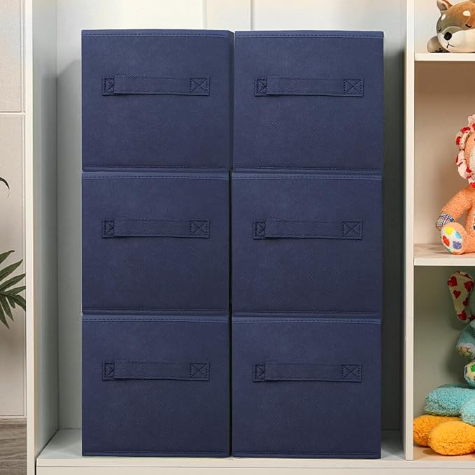 EBIGIC Collapsible Storage Cubes,Cube Storage Organizer 10.5 * 10.5 * 11inch，For home and office Collapsible Closet Shelf Organizers, Drawer Organizers(Blue)