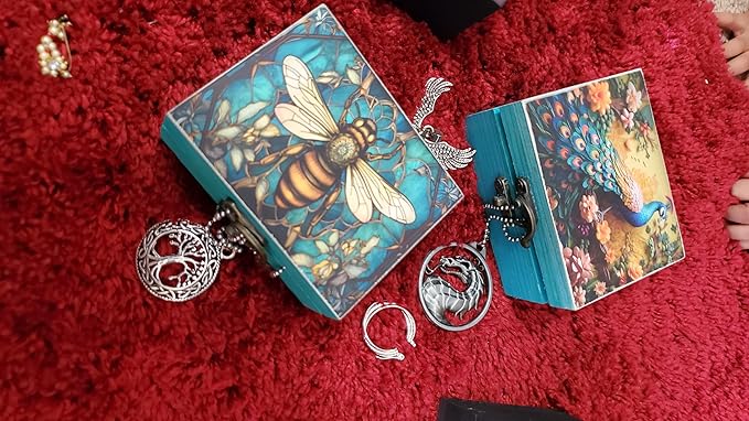 JB&C Premium Peacock Trinket Box Small Jewelry Keepsake Box | Earrings Necklace Storage Box for Girls Women | Peacock lovers Gift Idea, Animals Ornaments for Home Décor (3PS)