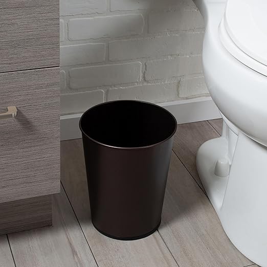Bath Bliss 5 Liter Small Wastebasket | Round Open Top | Trash Can | Bathroom | Bedroom | Kitchen | Office | Dorm | Disposal Waste Bin | Garbage | Metal | Oil Rubbed Bronze