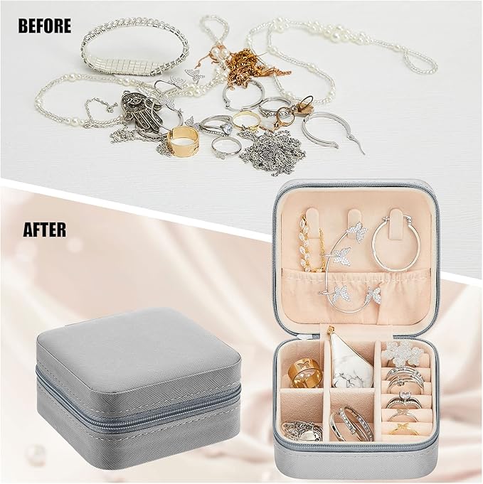 Taiyin Travel Jewelry Case, Bridesmaid Gifts Mini Jewelry Organizer, PU Leather Portable Earring Box for Women Girls
