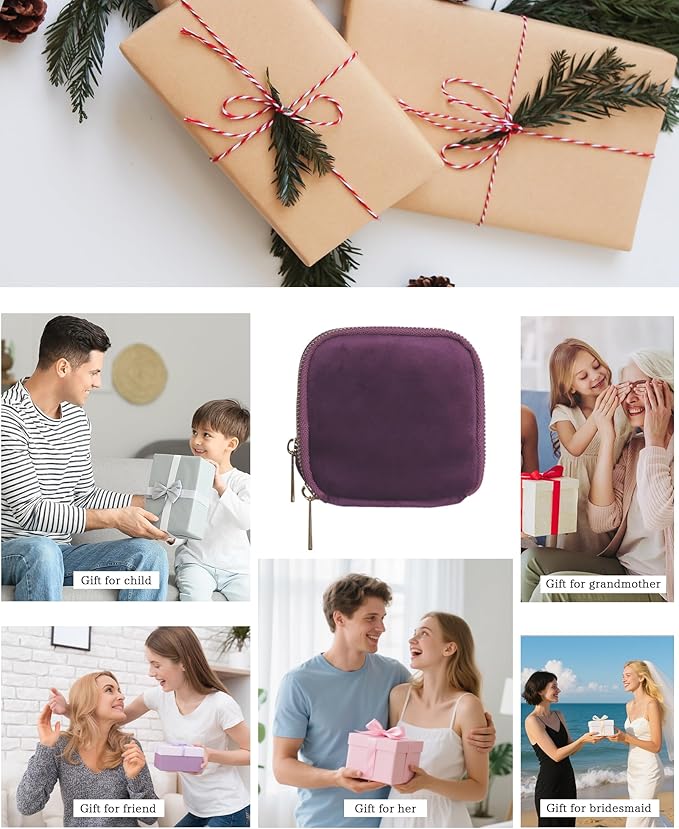 Stratalife 2-Layer Travel Jewelry Case Organizer Compact Storage Bag for Rings Earrings Necklace Bracelet Portable Velvet Jewelry Pouch with Zippers Accessories Travel Essentials Gift for Women Purple