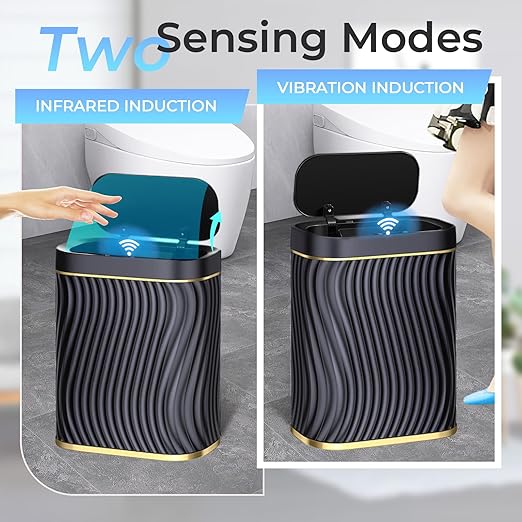 Ogikey Bathroom Small Trash Can with Automatic Touchless Lid, 2.6 Gallon Smart Garbage Can Narrow Waterproof Trash Bin for Bedroom, Office, Living Room