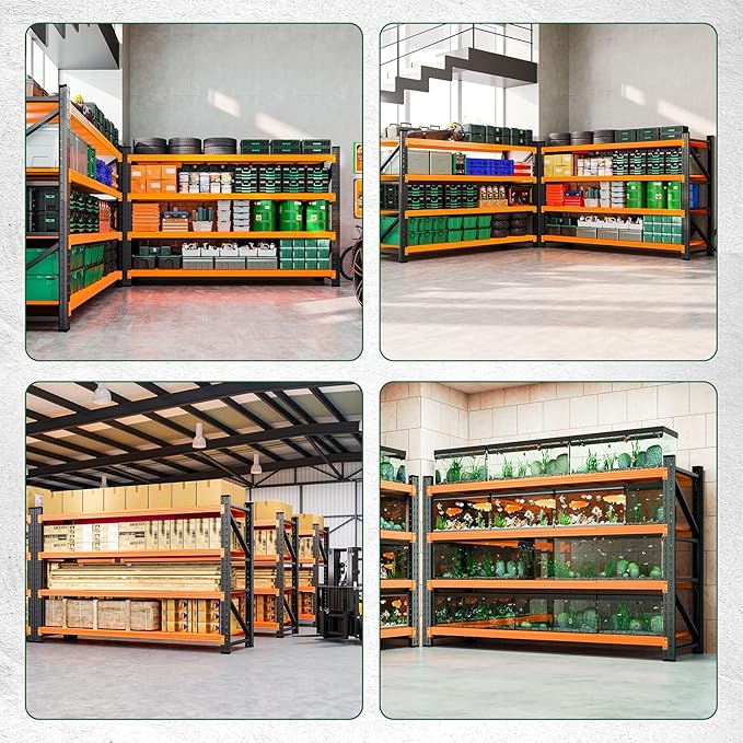 Letaya 71.3" W Metal Storage Shelves,5000LBS Heavy Duty Garage Shelving Units, 4 Tier Adjustable Utility Rack Shelf,Large Industrial Shelves,for Shop,Warehouse,Basement (71.3" W x 24" D x 70" H)